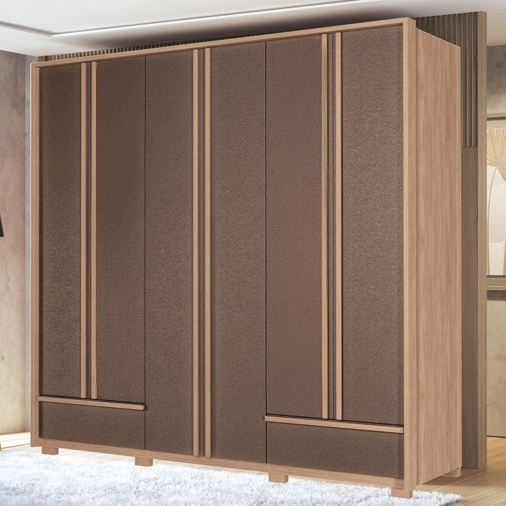 Guarda-Roupa Casal Torino 6 Portas 5 Gavetas Wood/Terracota 163112 - Santos Andirá
