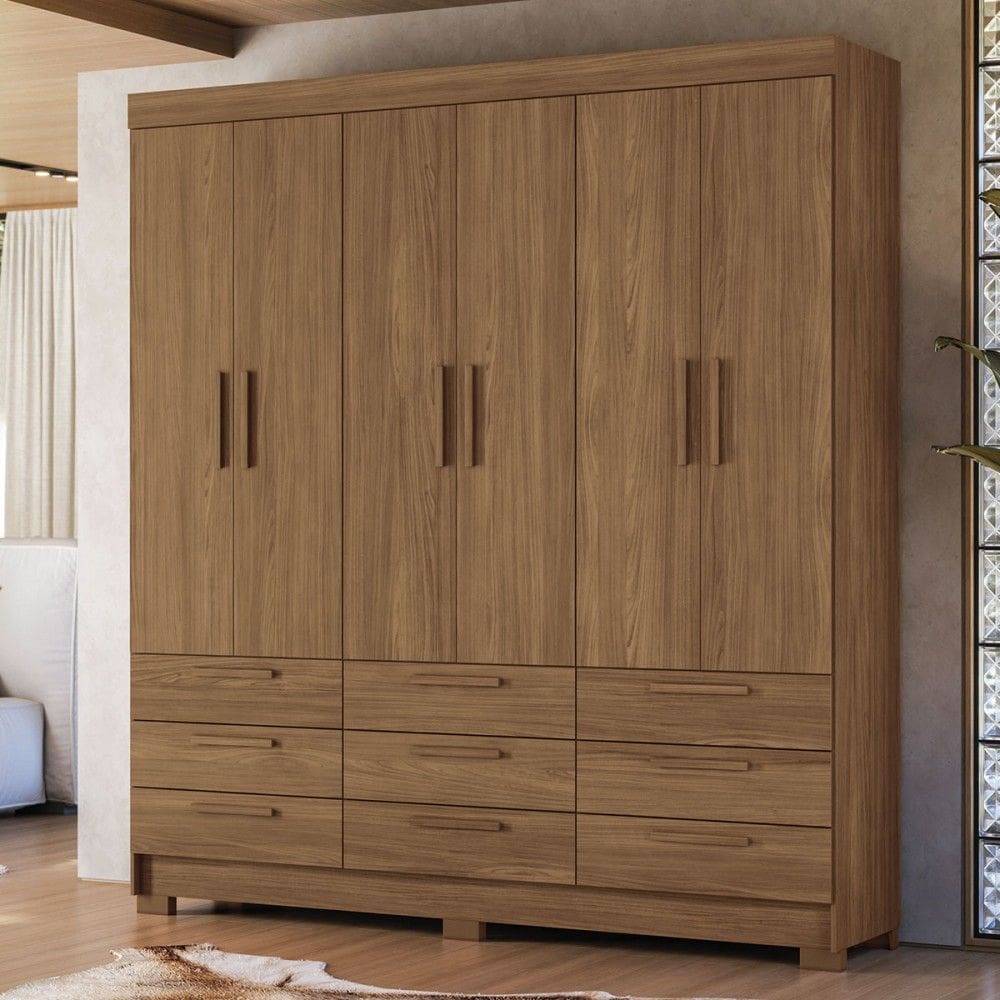 Guarda-Roupa Casal Colombo 6 Portas 9 Gavetas Jatoba - Santos Andirá