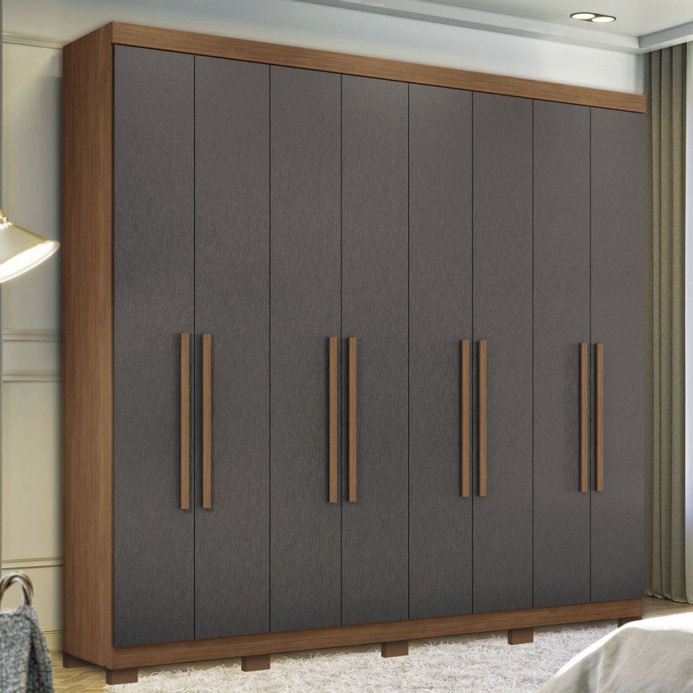Guarda-Roupa Casal Master New 8 Portas 4 Gavetas Jatoba/Grafite - Santos Andirá