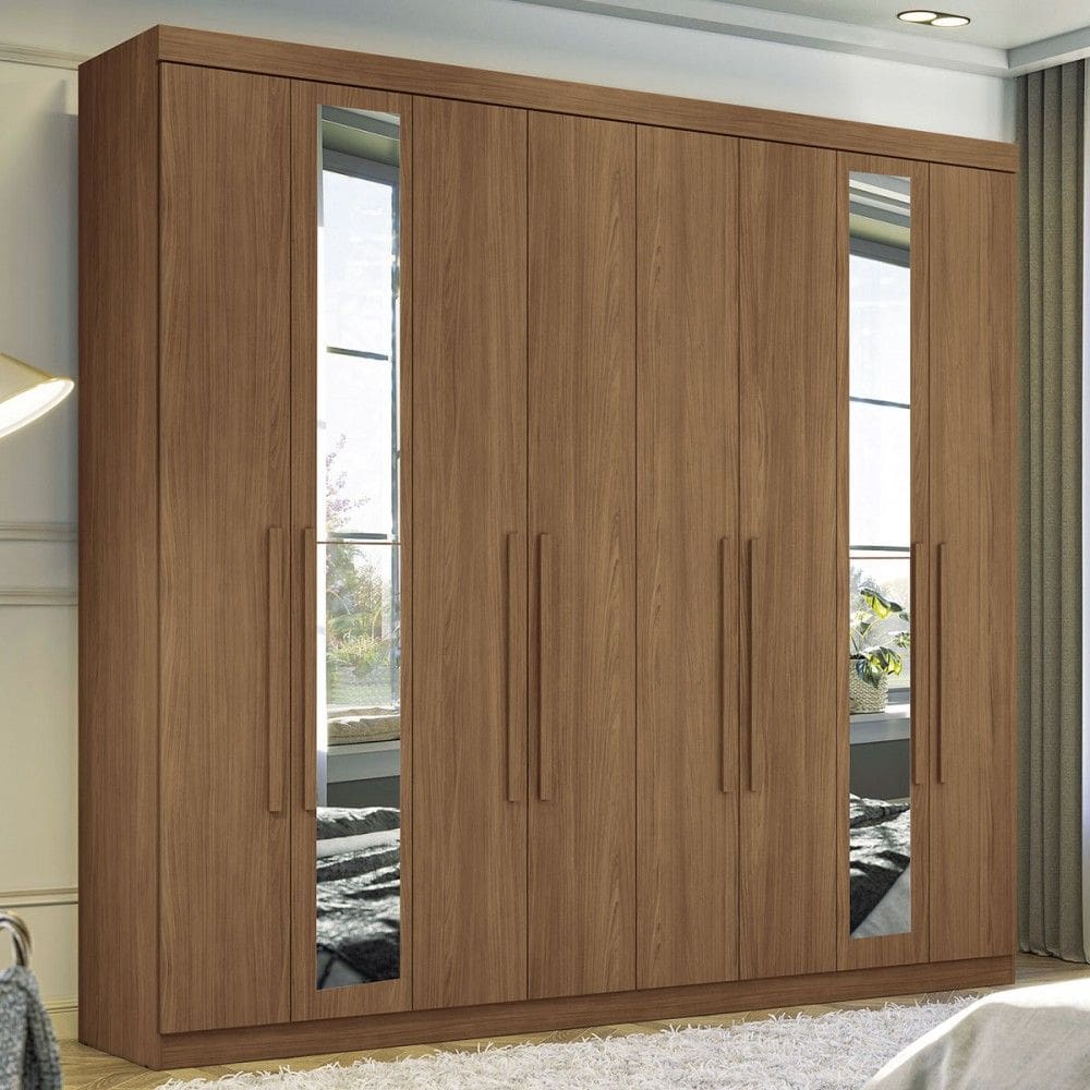 Guarda-Roupa Casal Master New 8 Portas 4 Gavetas com Espelho Jatoba 16324 - Santos Andirá