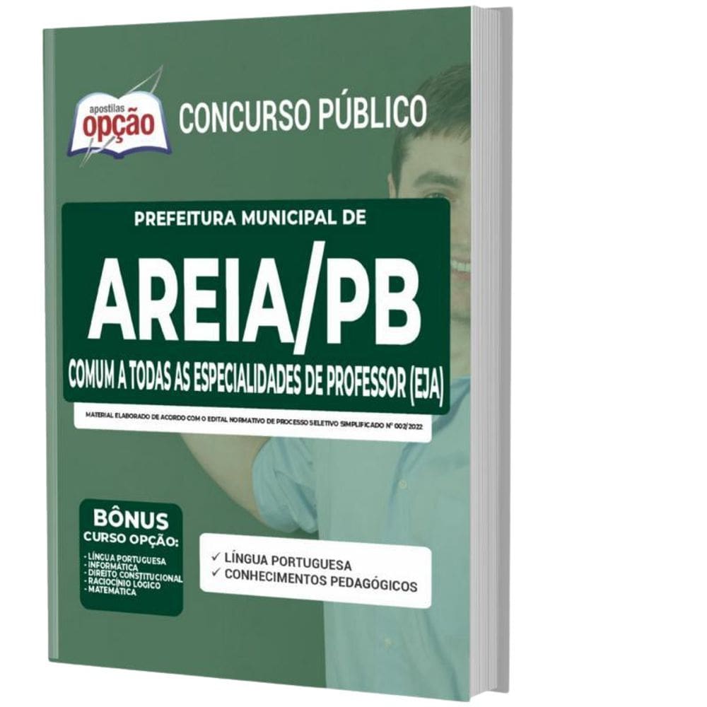 Apostila Areia Pb - Comum Especialidades De Professor Eja