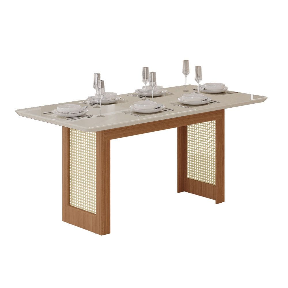 Mesa Natali 1,60 100% MDF com Tampo de Vidro Tuboarte