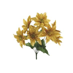 Buquê Natalino Bico de Papagaio Dourado Prime 30cm 7 Flores - Magizi