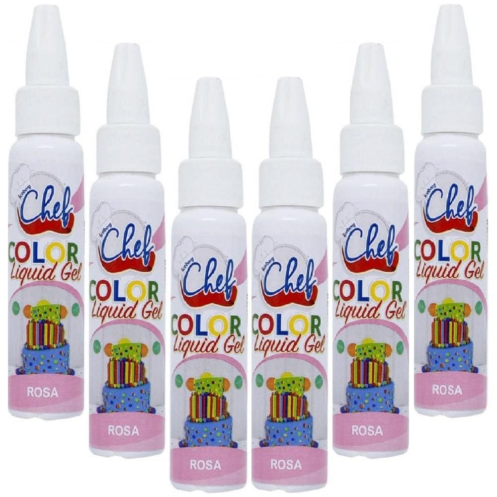 Kit 6 Corantes Liquido Gel Rosa 25G Iceberg