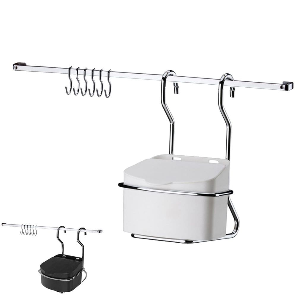 Kit Cozinha Barra 45cm De Parede Cromada Com 6 Ganchos + Saleiro 500g - Future