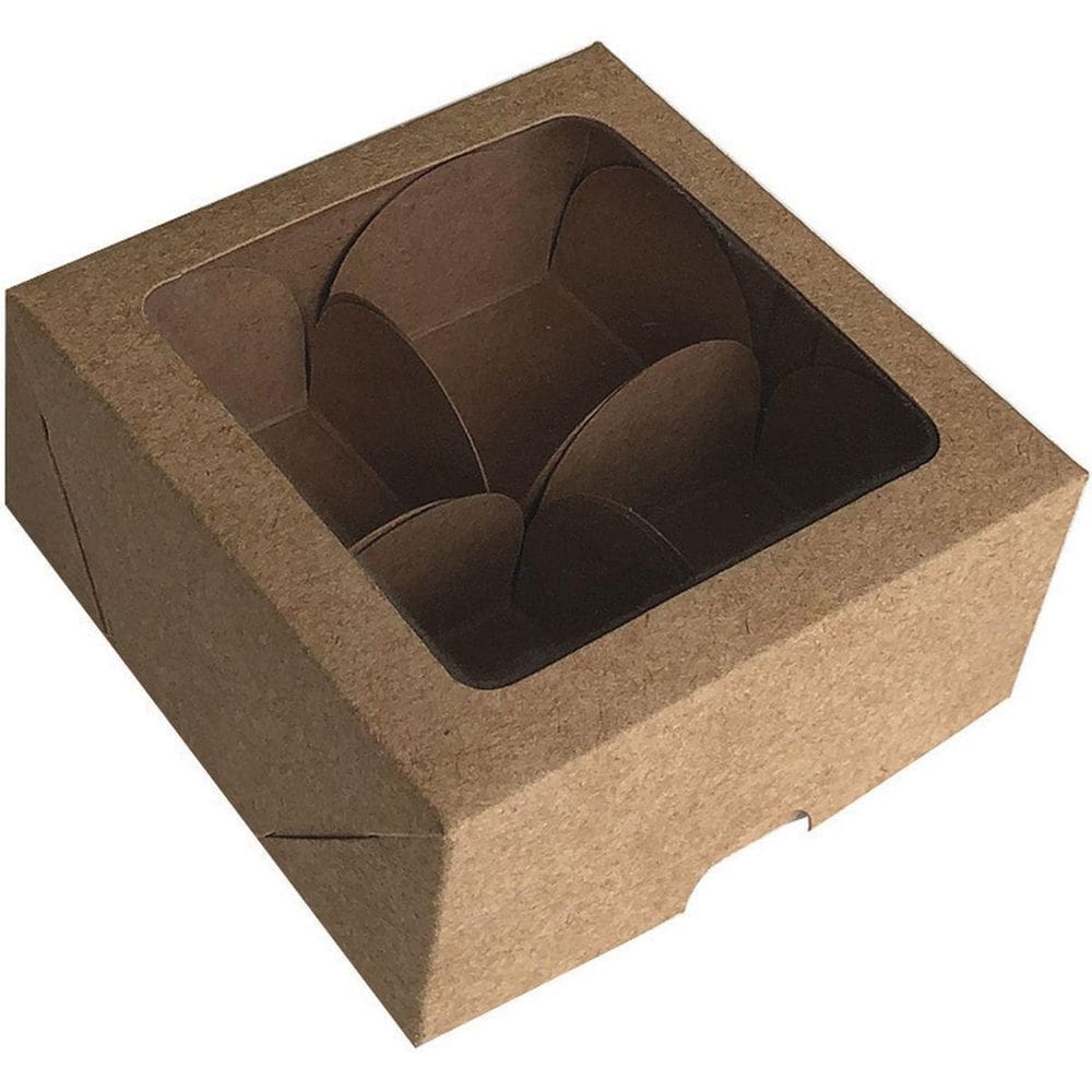 Kit Embalagem A Doces Kraft 9,2X9,2X3Cm 4 Unidades
