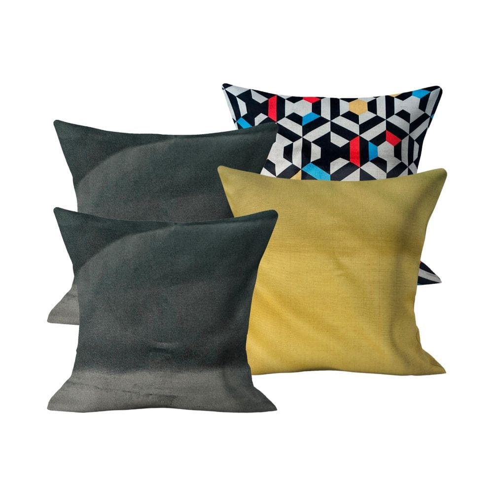 Kit 4 Capas de Almofada Decorativa 45x45cm Sofá Cama Kit 06