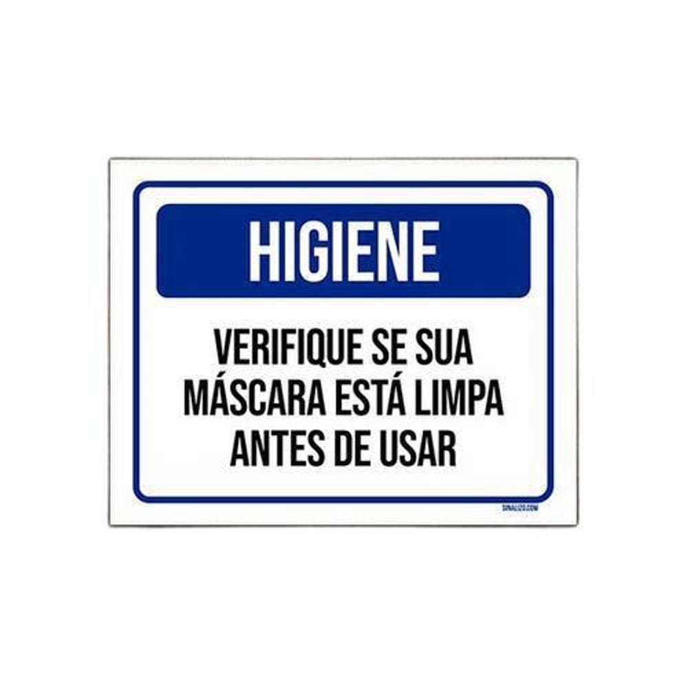 Placa De Sinalização - Higiene Verifique Máscara Limpa 36x46