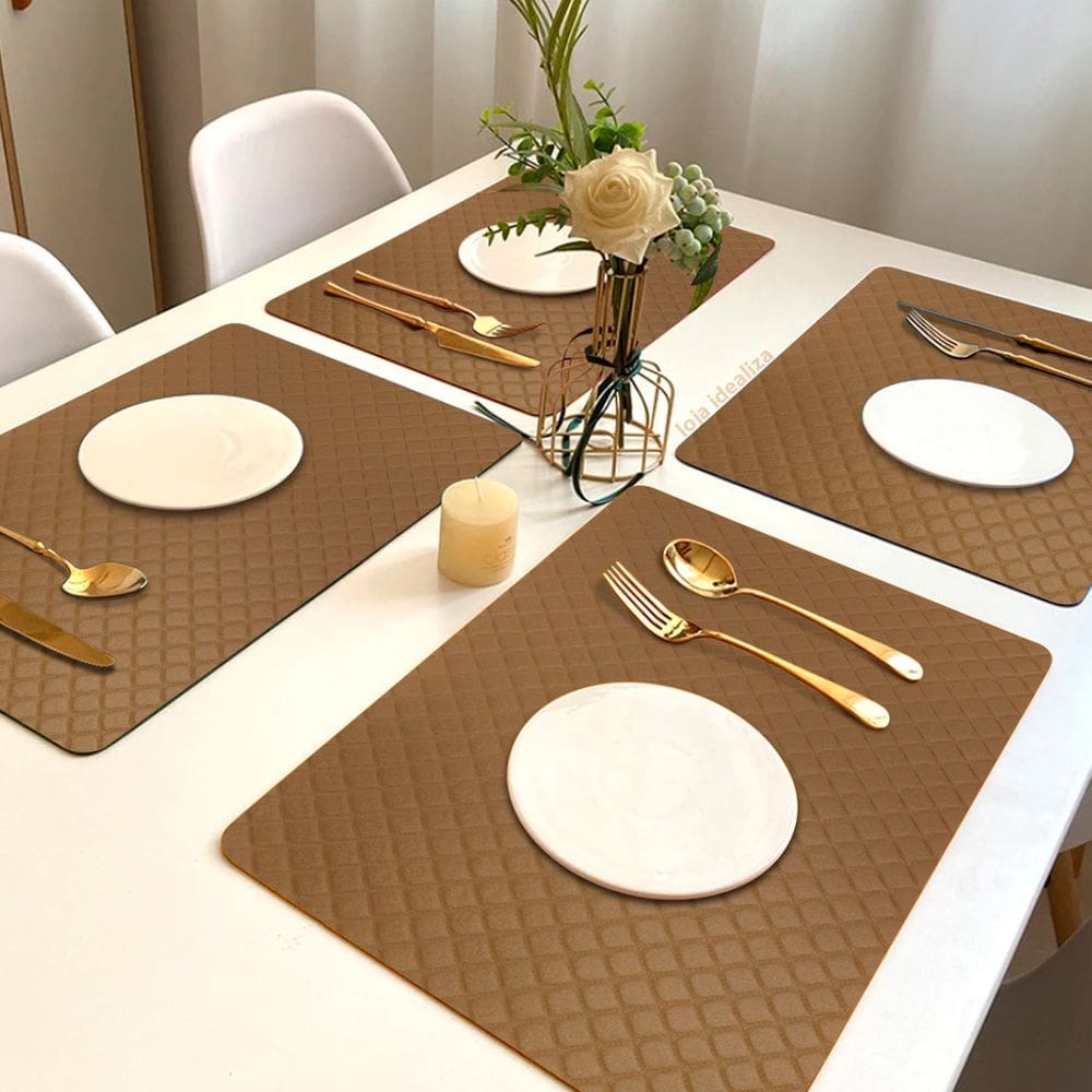 8 Jogo Americano Matelasse Luxe Caramelo Impermeável Pvc