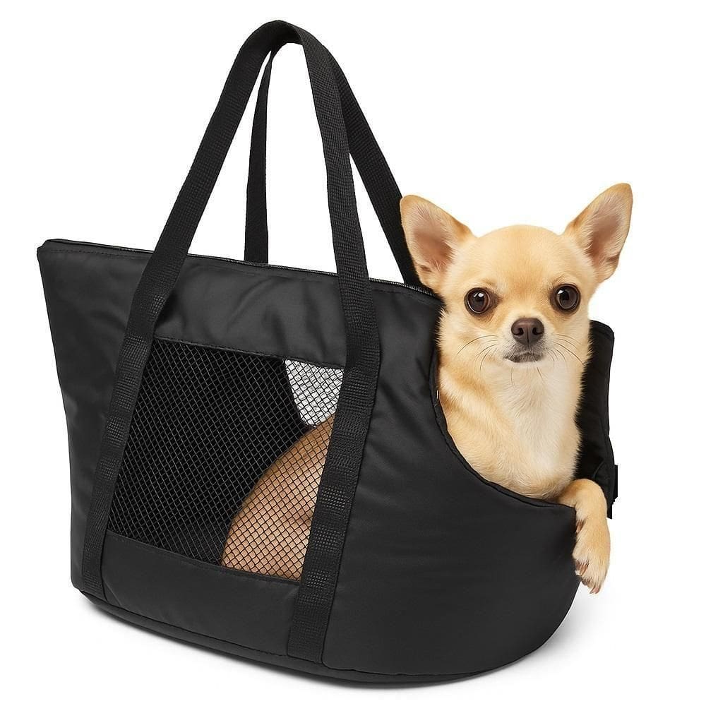 Bolsa Mochila Preta Pet Cachorro Gato Dobravel Viagem Passeio Carro Sacola Alca De Ombro