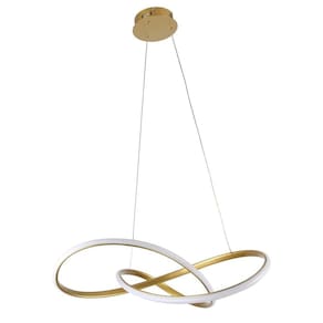 Lustre Luminária Moderno Pendente Dourado 3 Em 1 50W