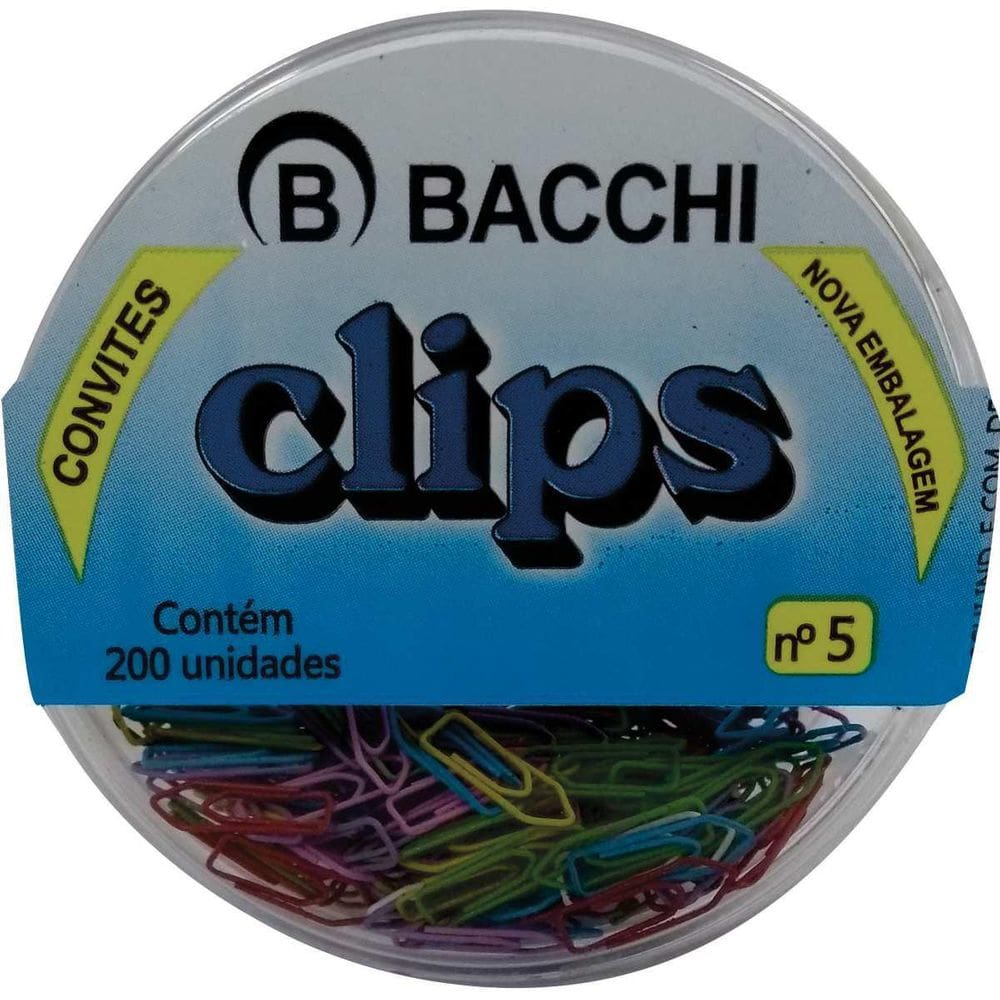 Clips Colorido Ref.5 Mini Cores Com 200Unid. Pacote Com 10