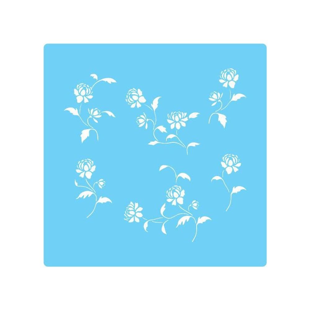 Stencil De Parede Tamako Floral - 55 X 55Cm - Ref 285