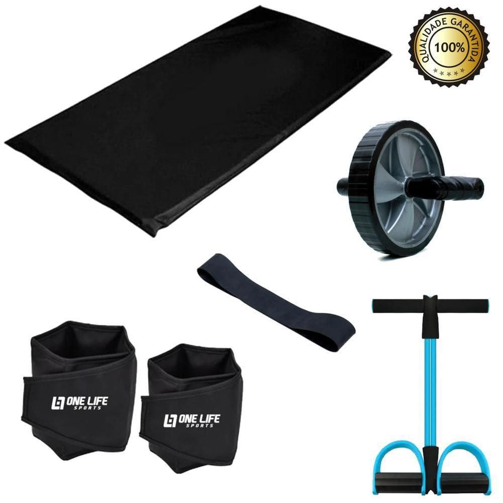 Kit Aeróbico Rodinha+ Extensor +Caneleira5+ Colchonete +Band