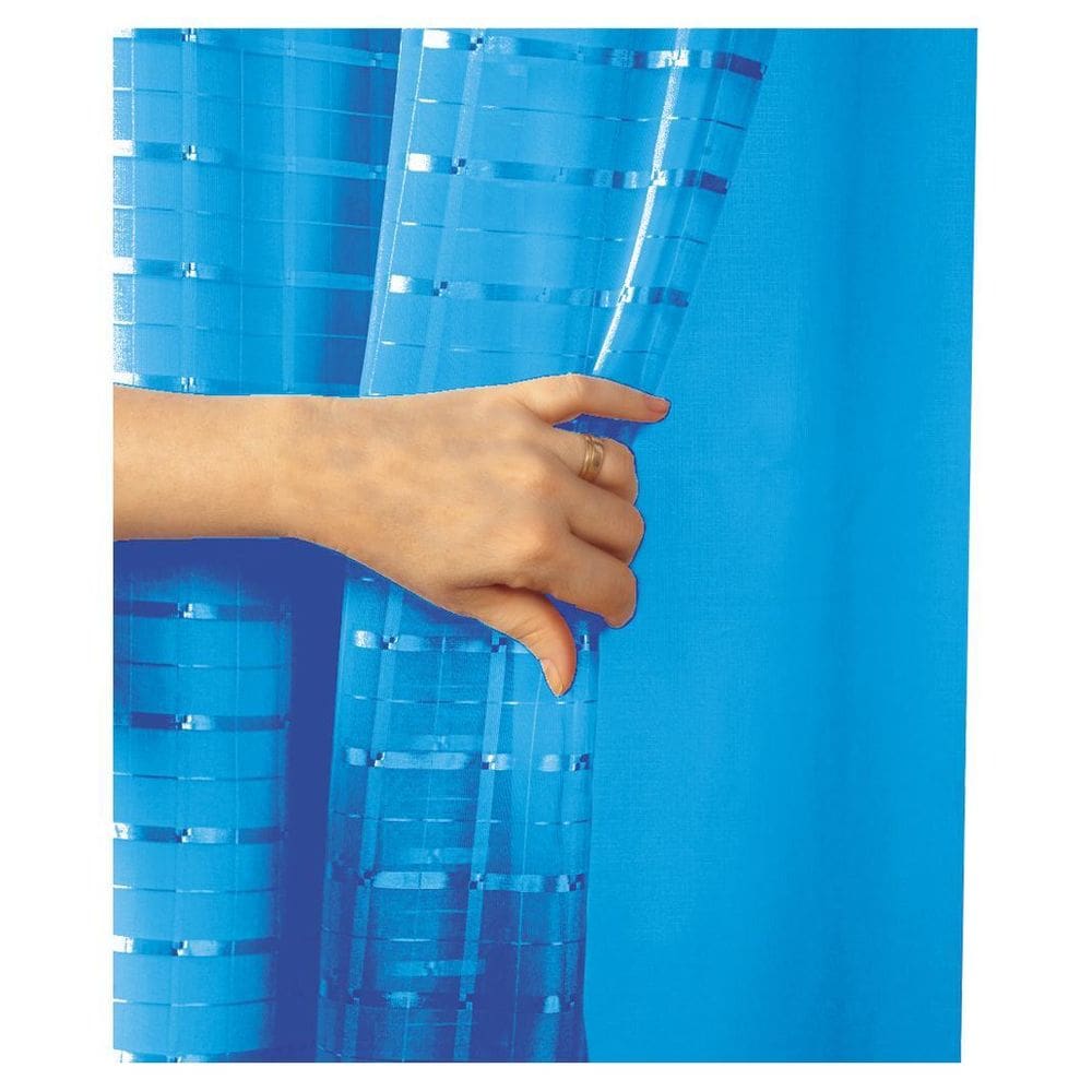 Cortina Blackout Pvc Voil Xadrez 2,80M X 2,50M Azul Celeste