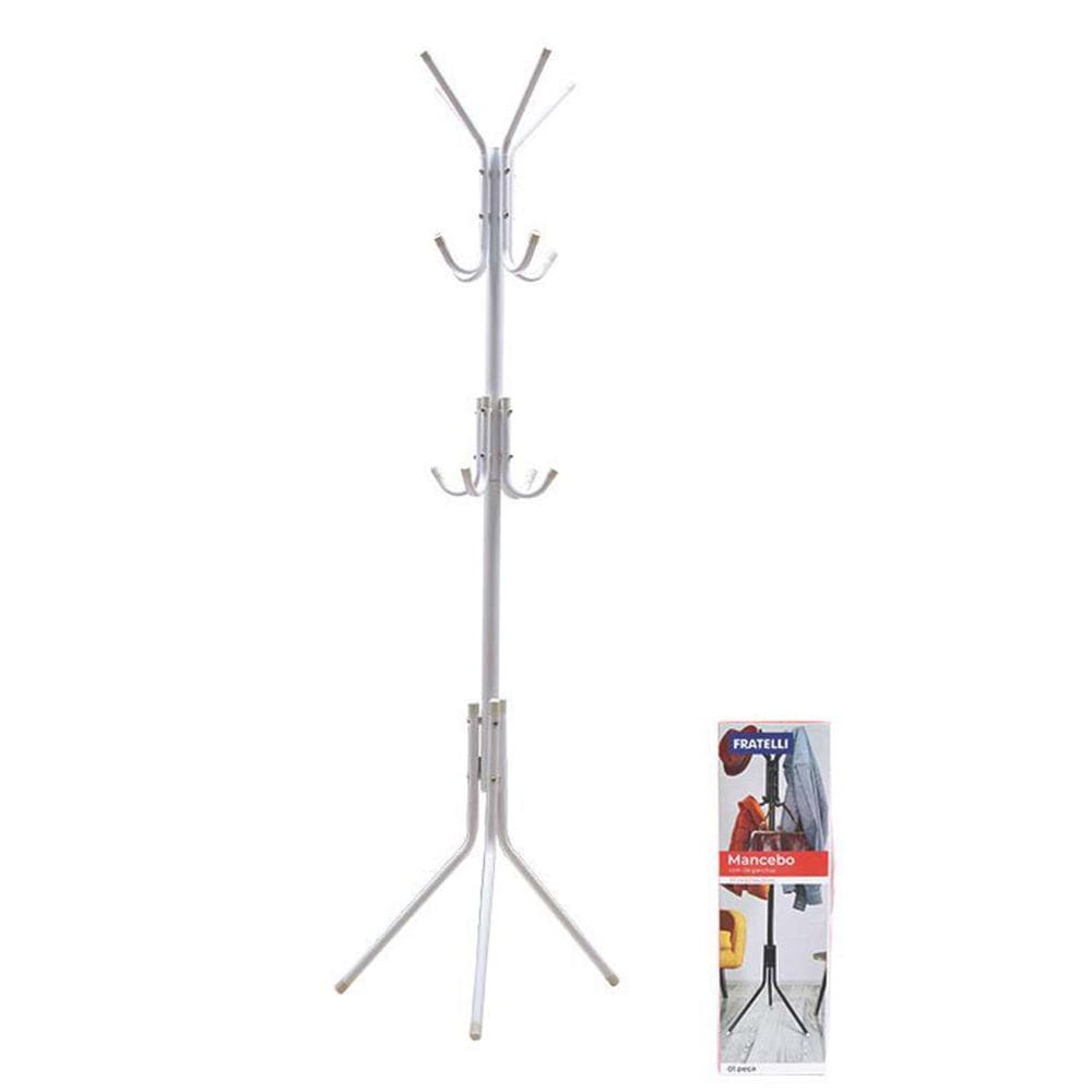Cabideiro Mancebo 8 Ganchos De Chão Branco Fratelli