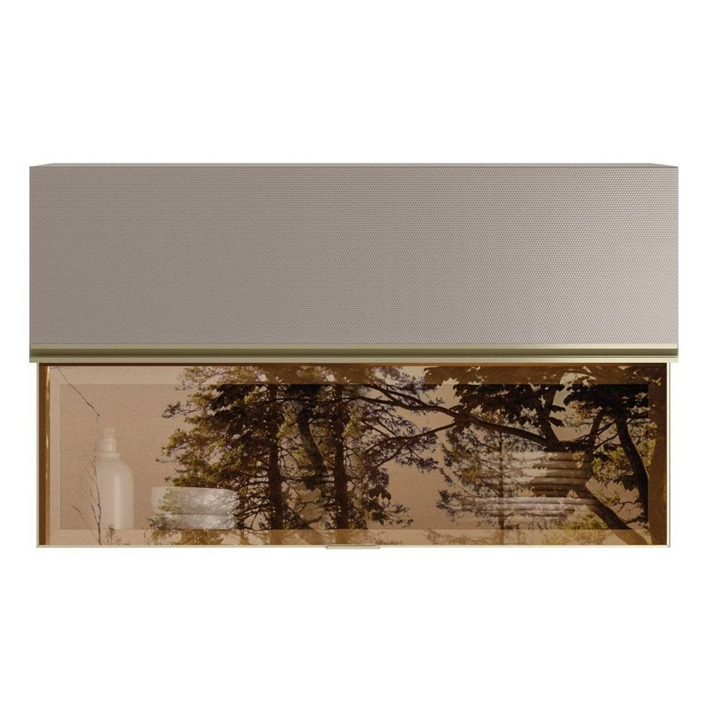 Armário Aéreo 1 Porta Mdf 1 Porta Reflecta Basculante 120cm Proença Nogueira/Nude Prime