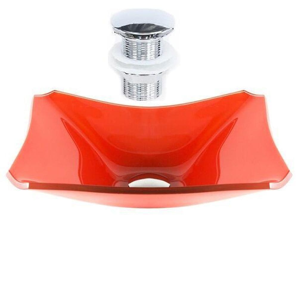 Cuba Retangular Chanfrada 39Cm Vermelho Ferrari + Válvula