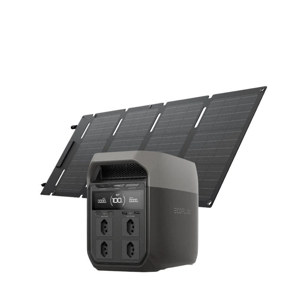Kit Estação de Energia Portátil Ecoflow Delta 3 Com Painel Solar Dobrável 45w Usb C, Carregamento Rápido, Expansível Até 5kwh