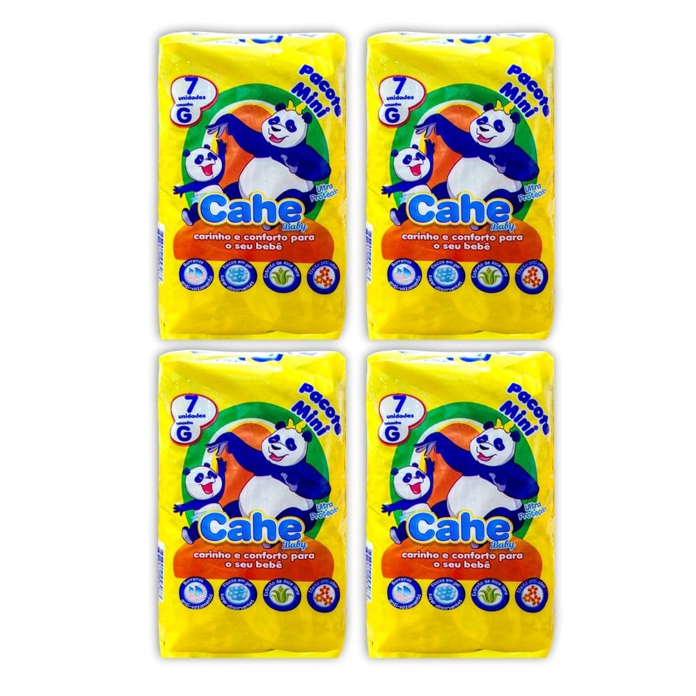 Kit C/4 Fraldas Infantil Mini Cahe Baby G C/07