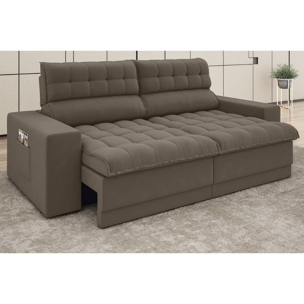 Sofá Omega 2,30m Assento Retrátil e Reclinável Velosuede - NETSOFAS