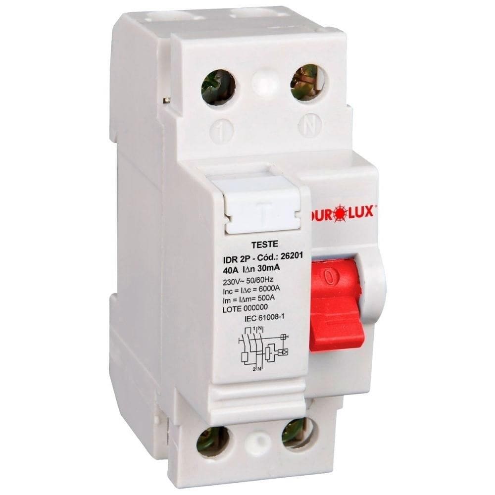 Disjuntor Diferencial Residual Ourolux 2P 40A Branco