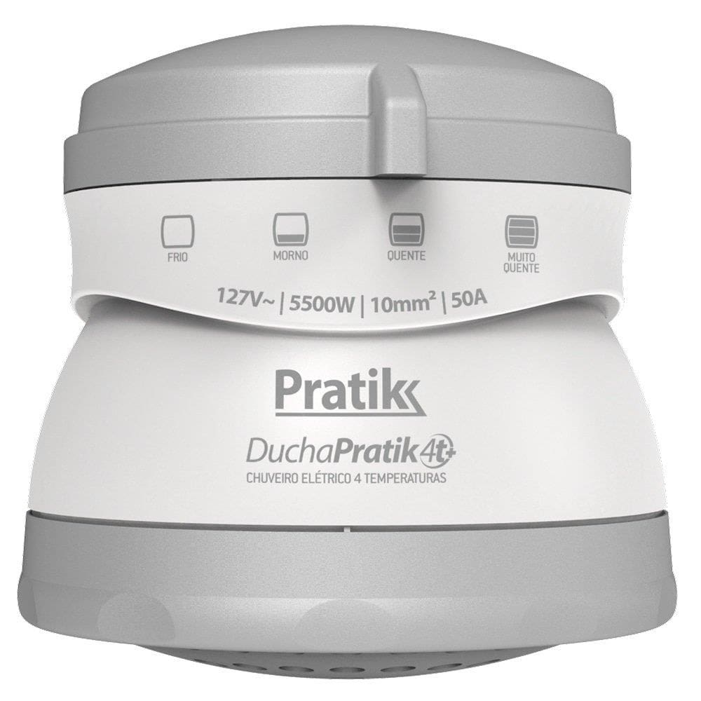Chuveiro Ducha Pratik 4t+ 4 Temperaturas, Branco/Prata