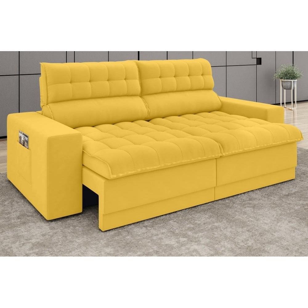 Sofá Omega 2,50m Assento Retrátil e Reclinável Velosuede - NETSOFAS