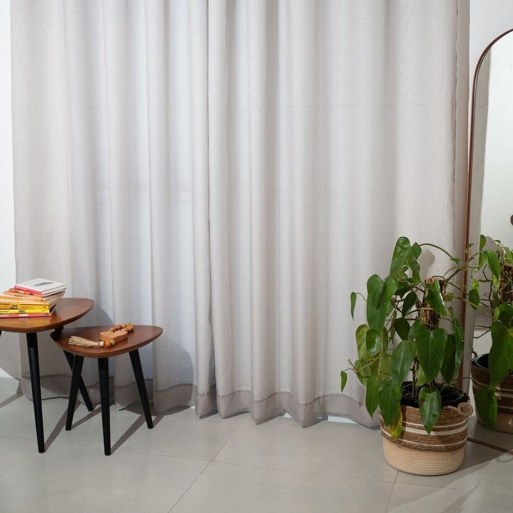 Cortina Voil com Forro 270cm X 230cm Sutille Basic Cinza