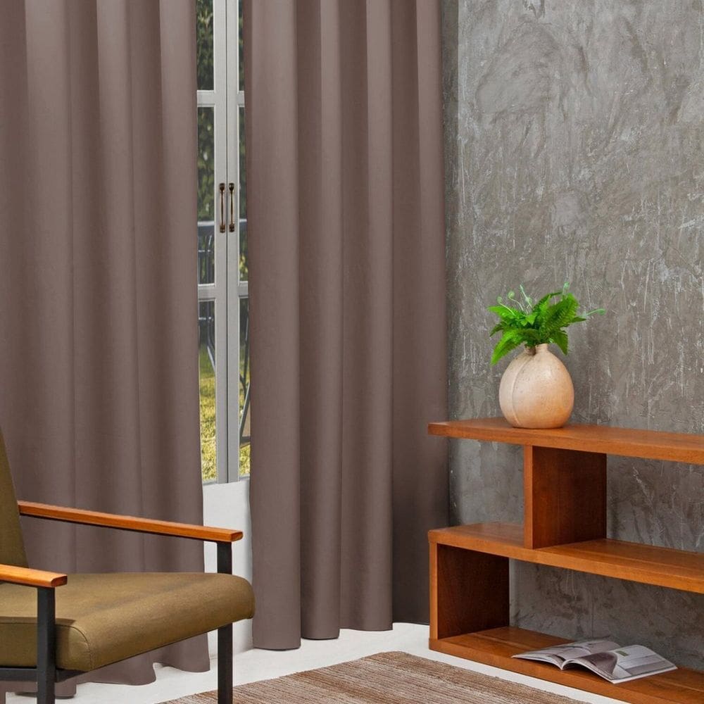 Cortina Duo Ilhós 270cm X 170cm Ecortina Avelã