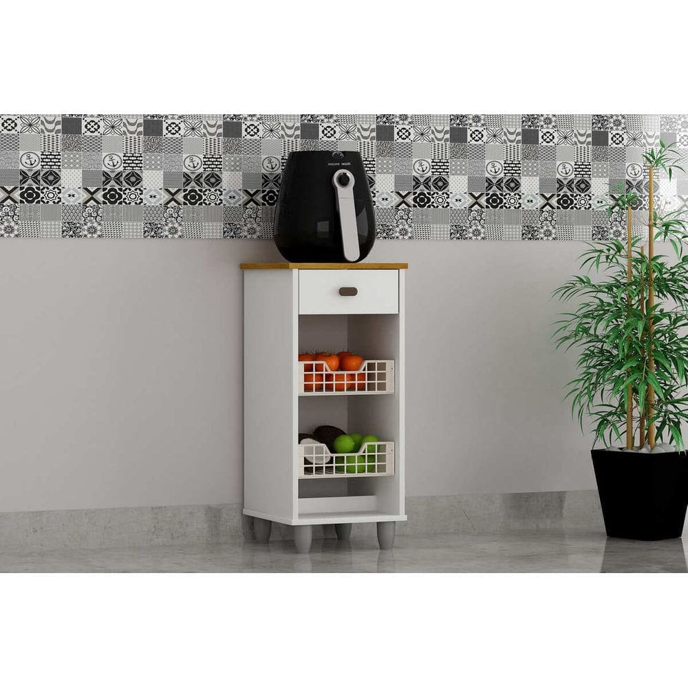 Fruteira Compacta Organizador com 1 Gaveta e 2 Cestos Frutas/Legumes