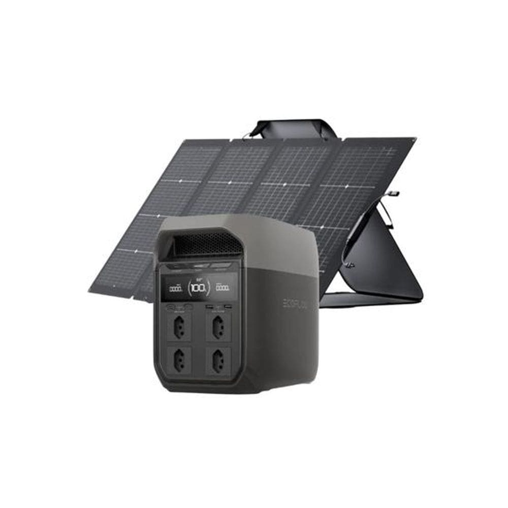 Kit Estação de Energia Ecoflow Delta 3 Com Painel Solar Dobrável 220W Carregamento Solar, Veicular, CA e IP68