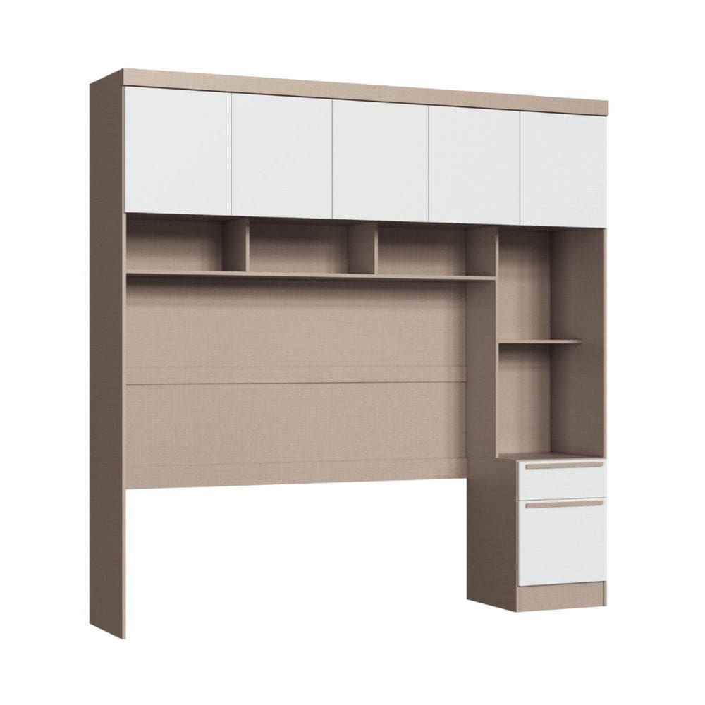 Módulo Ponte Casal Queen 6 Portas 1 Gaveta Infinity Duna/Branco Line