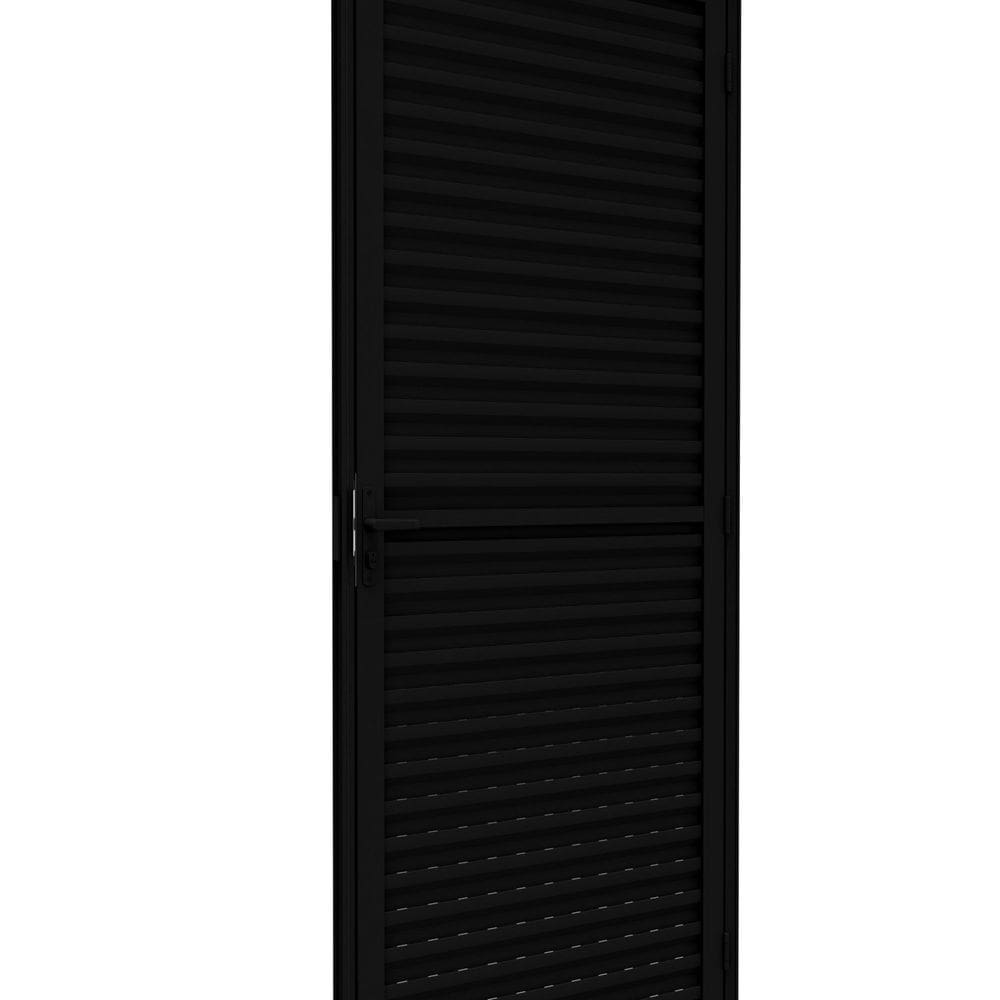 Porta de Alumínio de Giro Laminada Ventilada 215x85cm Lucasa Ideale Preto