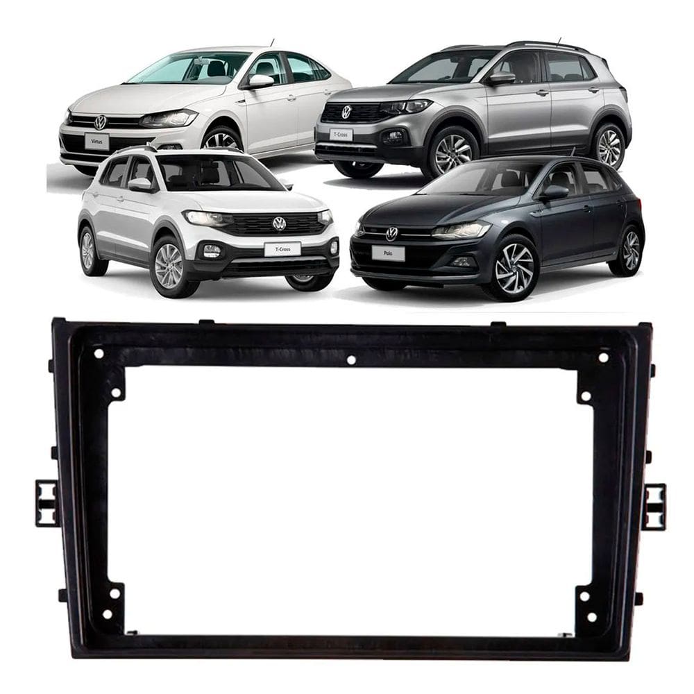 Moldura Multimidia 2Din 9 Pol Vw Novo Polo Virtus T-Cross