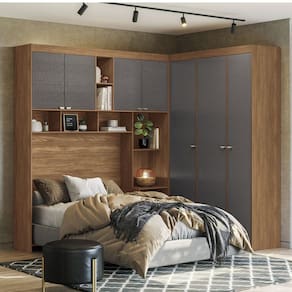 Guarda-Roupa Casal Modulado Lugano 7 Portas 4 Gavetas Jatoba/Grafite - Santos Andirá