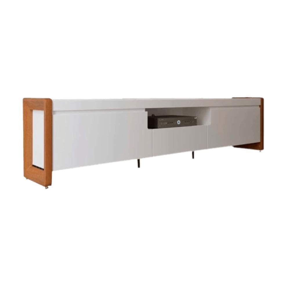 Rack para TV até 75 Polegadas 2 Portas 1 Gaveta Bristol Off White e Freijó 225cm