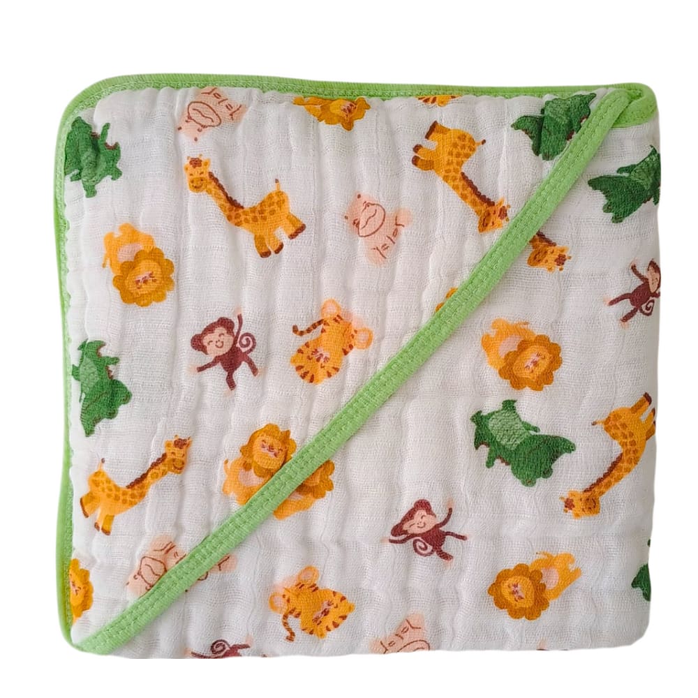 Toalha de Banho Bebe Fralda Soft com Capuz 100% Algodão Enxoval Neutro Grossa 3 camadas Enxoval