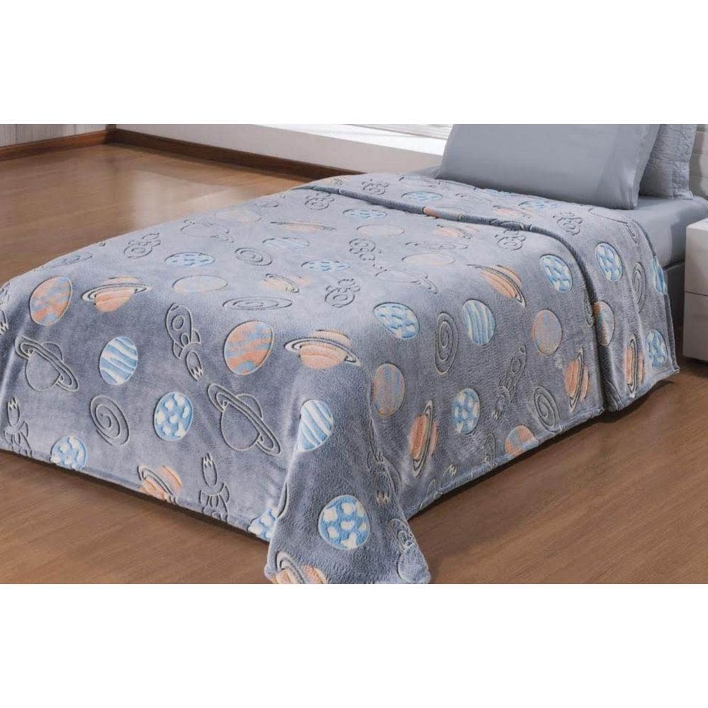 Manta Flannel Infantil Shine 1,50X2,20 Andreza Planeta Azul