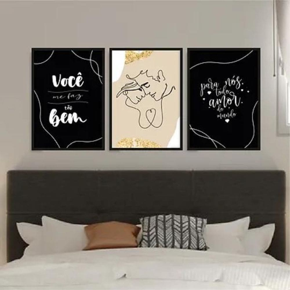 Kit 3 Quadros Casal Você Me Faz Tão Bem 45x34cm