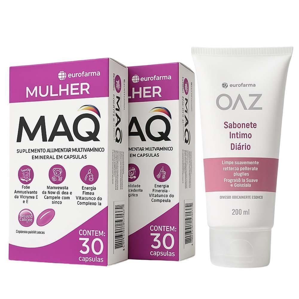 KIT 2 Maq Mulher 30 Cápsulas + Sabonete Íntimo Diário OAZ 200ml