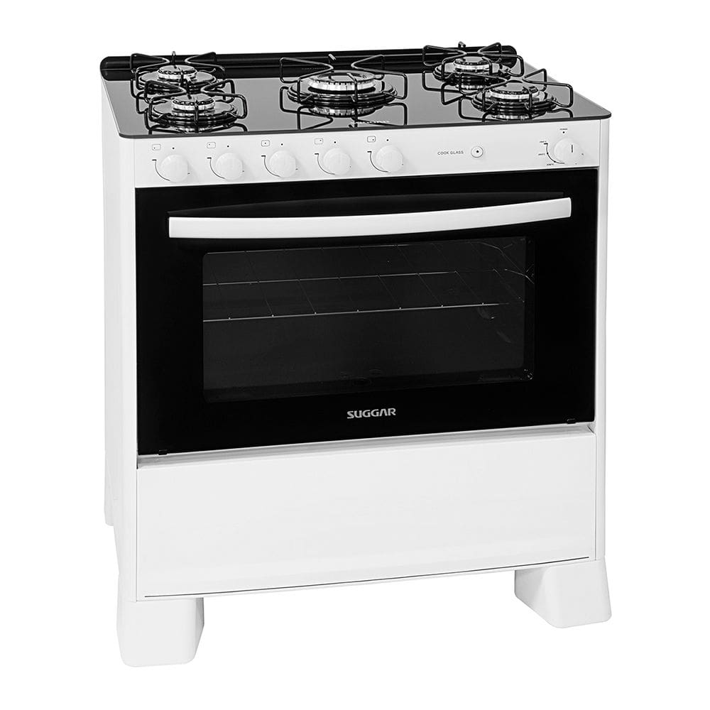 Fogão de Piso 5 Bocas Suggar Cook Glass Branco Bivolt