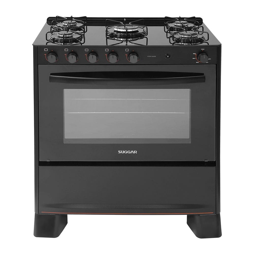 Fogão de Piso 5 Bocas Suggar Cook Glass Preto Bivolt