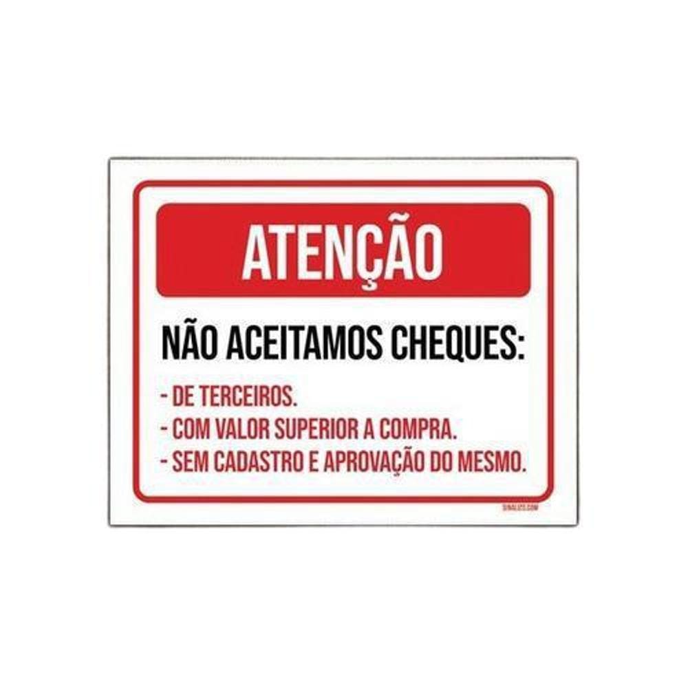 Placa Atenção Não Aceitamos Cheques 36X46