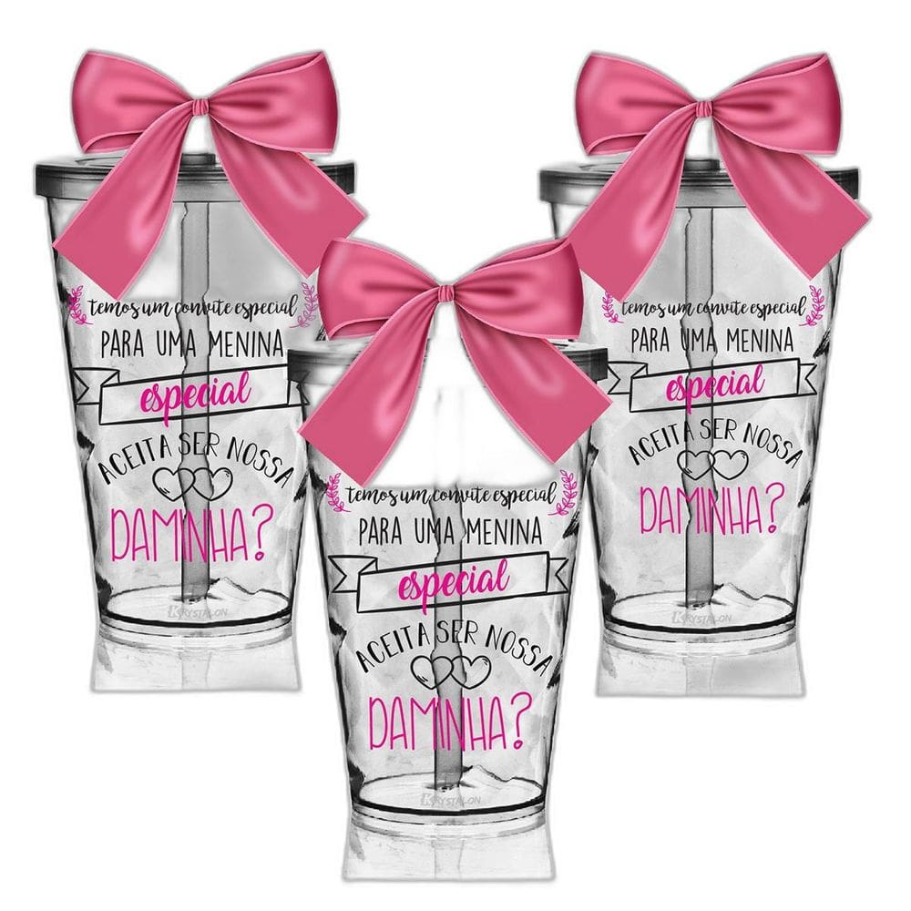 Kit 3 Copos Lembrancinha Twister Personalizado Daminha