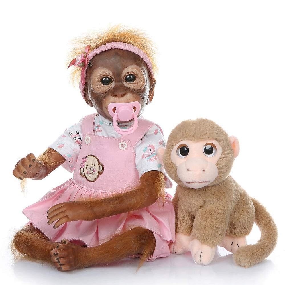 Boneca renascida Gaozhi 21 Macaco realista orangotango recém-nascido