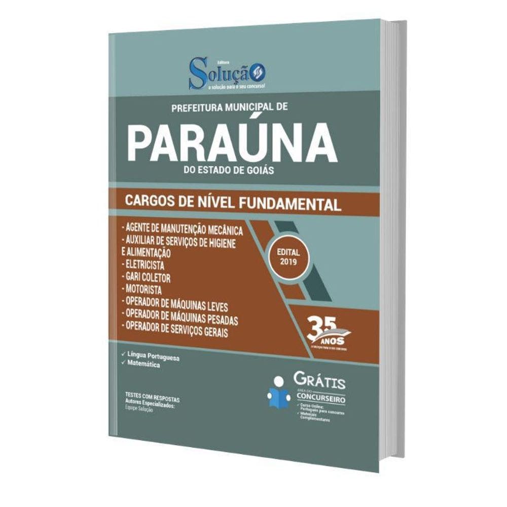 Apostila De Paraúna - Go - Cargos De Nível Fundamental
