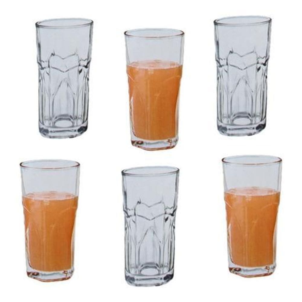 Jogo 6 Copos Água Suco Vidro Conjunto 350Ml 14 X 7,5