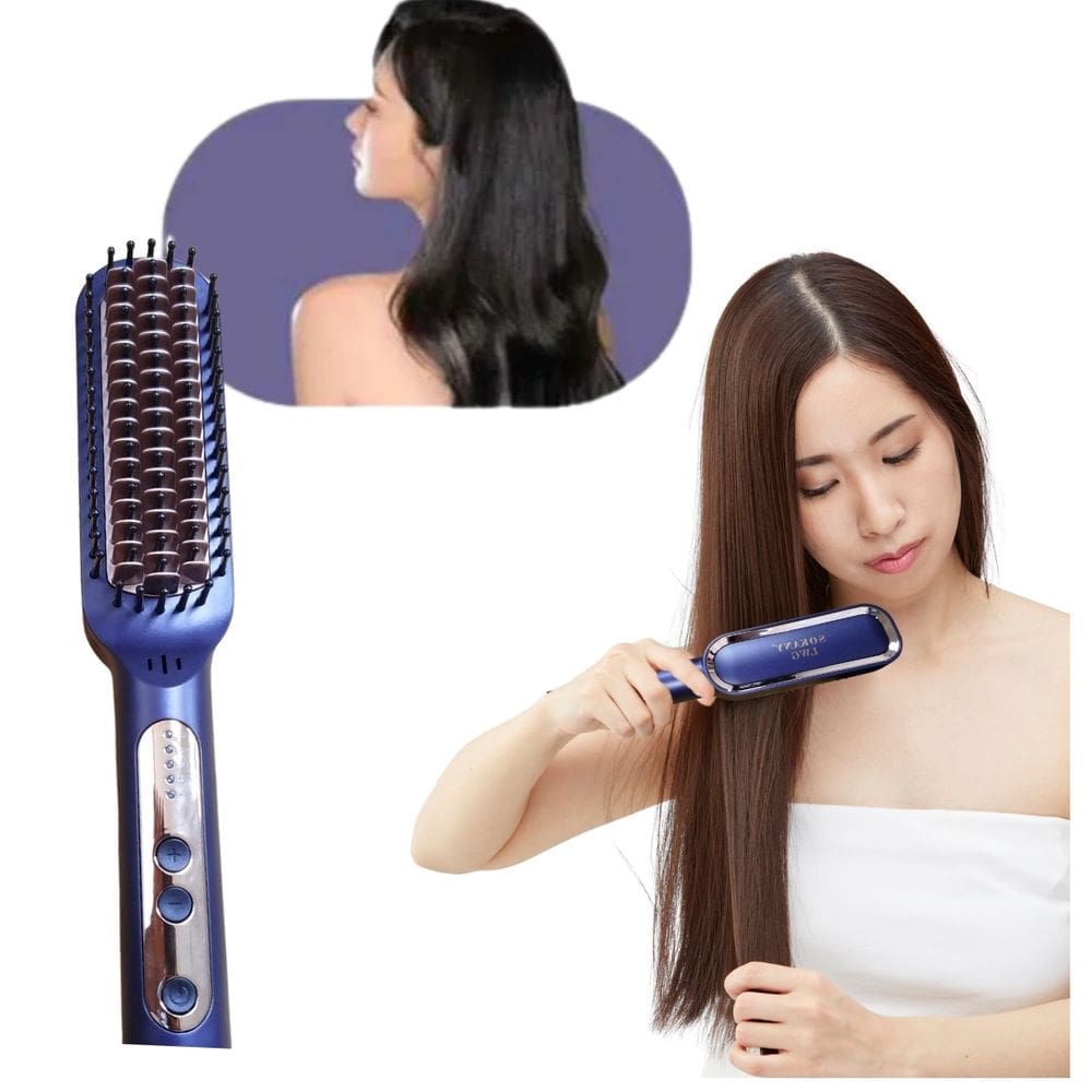 Escova Alisadora Com Revestimento Cerâmico 3 em 1 Escova Alisa e Modela
