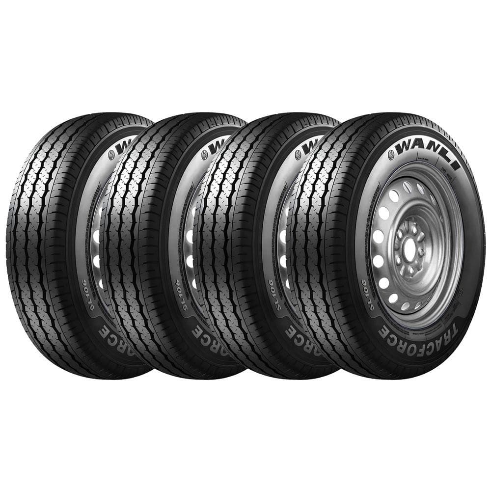 Pneu Wanli Sl106 185R14C Aro 14C 102/100R 8 Lonas Kit4